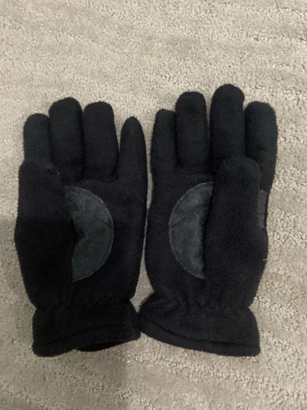 Lands' End Women's Black Fleece Gloves & Cream Tan Cuff Button Gloves